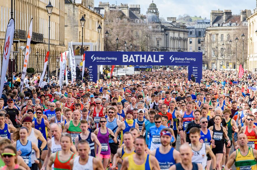 Runners starting the Bath half marathon
