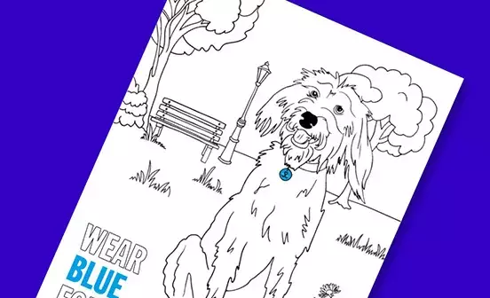 Wear Blue for Rescue Dog Colouring-in