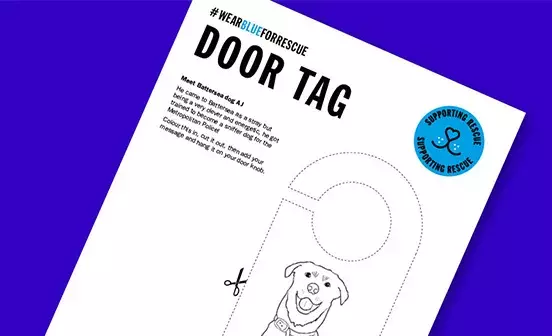 Wear Blue for Rescue Door Tag
