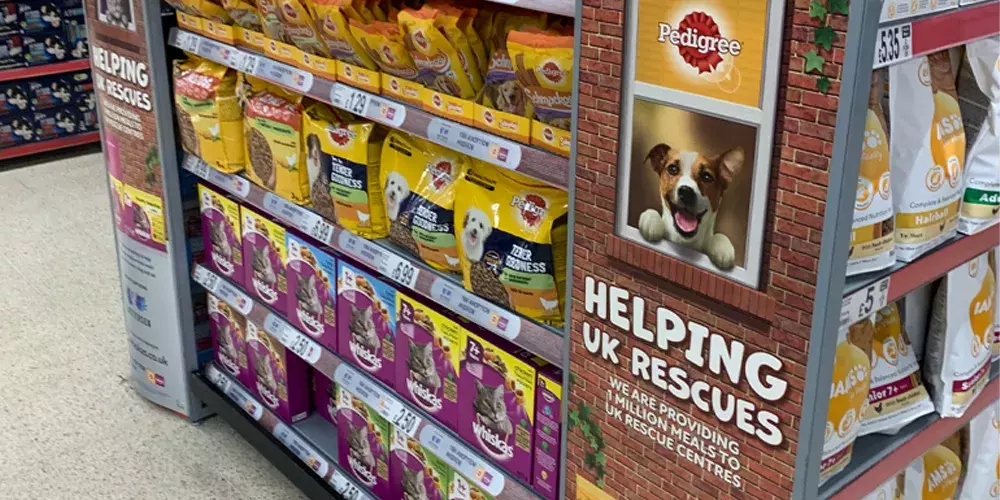 Display of dog food