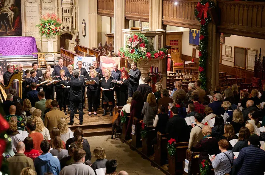 Ariel shot of the Christmas carol concert