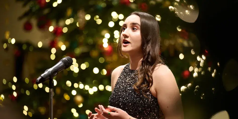 A woman singing
