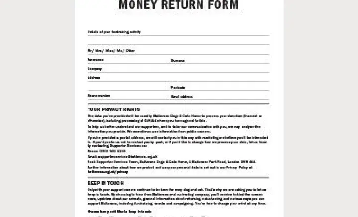 Money return form