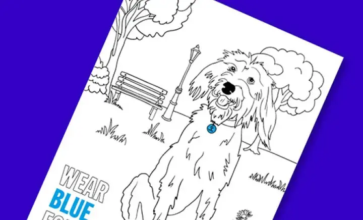 Wear Blue for Rescue Dog Colouring-in